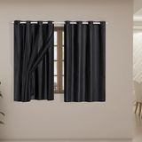 Cortina Blackout Voil 2,80x1,80 Corta Luz Sala Quarto Preto
