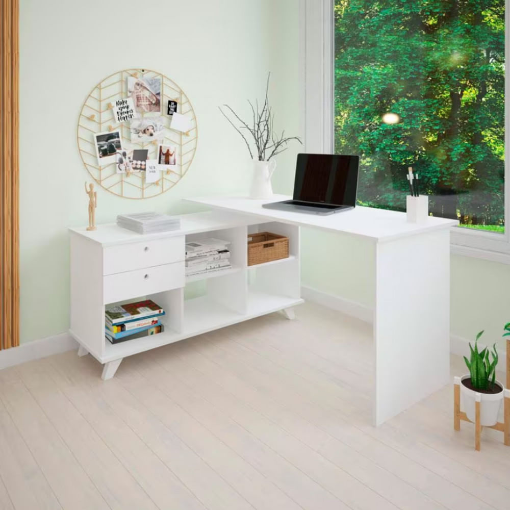 Escrivaninha Artany Gold Com 2 Gavetas E 5 Nichos