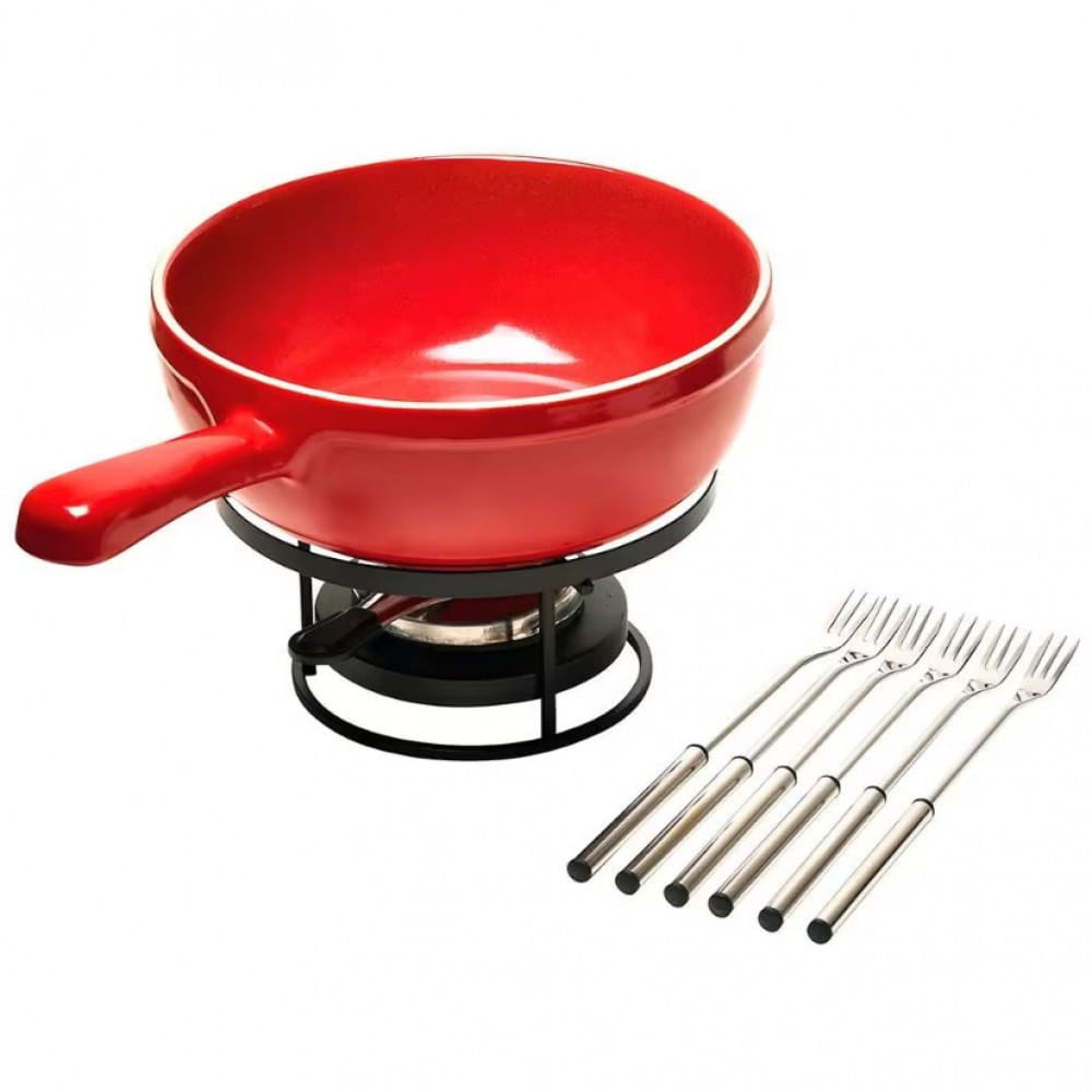 Conjunto Para Fondue De Queijo Emile Henry Em Cerâmica 9 Peças