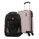 Kit Mala De Viagem De Bordo Londres Champagne+ Mochila Executiva Fuji Swiss Move