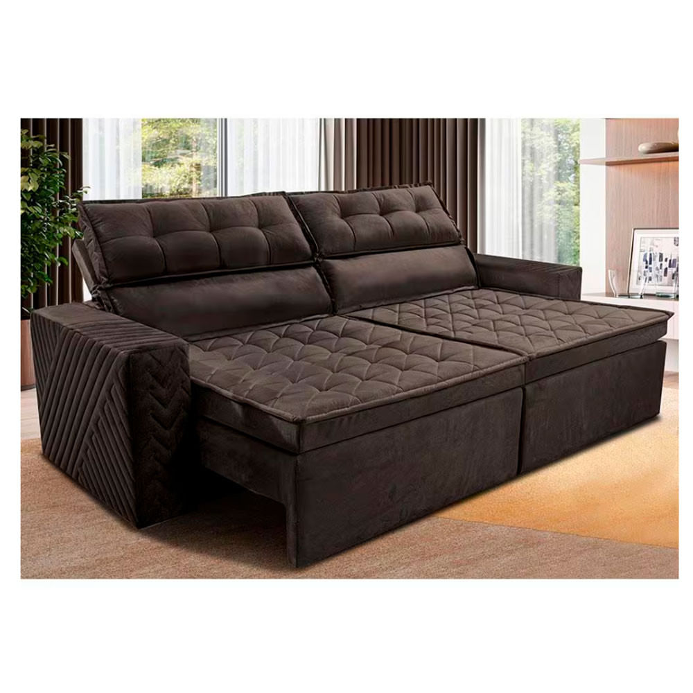 Sofá 3 Lugares Cama Inbox Belém Retrátil/reclinável Com 200 Cm De Largura E Revestido Em Suede Velusoft