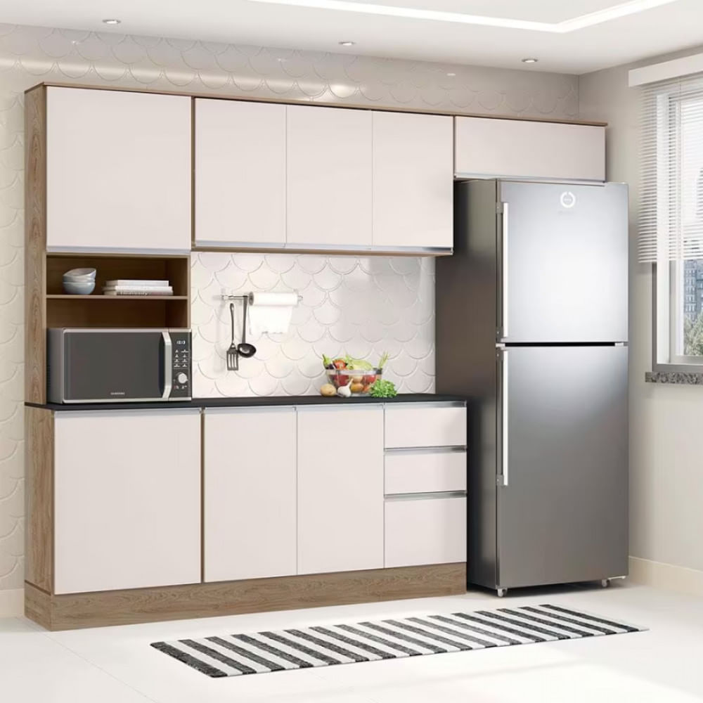 Cozinha Compacta Poliman Paris Com 9 Portas 2 Gavetas E 6 Prateleiras