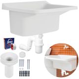 Tanque Plástico 40l Lavanderia Branco + Sifão Copo Universal
