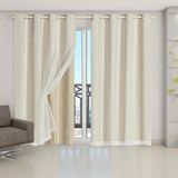 Cortina Blackout Voil 4,20x2,50 Corta Luz Sala Quarto Bege