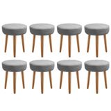Kit 08 Banqueta Alta Julia Industrial 55cm Pé Palito Madeira Corino Cinza - Ahazzo Móveis