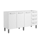 Balcão De Cozinha Evidence 7028 3 Portas E 4 Gavetas S/ Tampo 160cm Branco - Bertolini