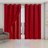 Cortina Blackout Voil 4,20x2,50 Corta Luz Sala Vermelho