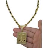 Cordão Cadeado 8mm + Pingente Direito - Banhado A Ouro 18k