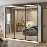 Guarda-roupa Casal Spazio 270 Super Glass 3 Portas 6 Gavetas Branco Lopas