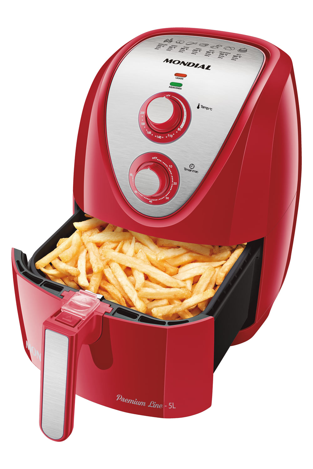 Fritadeira Sem Óleo Mondial Afn-50 Premium Line Inox 5l Vermelha - 220v