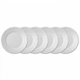 Conjunto Com 6 Pratos Rasos Schmidt Pomerode Em Porcelana 26 Cm Branco