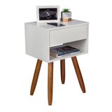 Mesa Cabeceira Retro 40cm Pé Palito Castanho Envio Montada