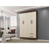Roupeiro Copacabana New 4 Portas 2 Gavetas Benetil Cor:imbuia/off White