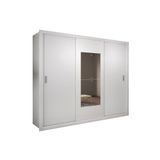 Guarda Roupa Casal 3 Portas De Correr E 4 Gavetas C/ Espelho Veneza Premium Branco - Rufato