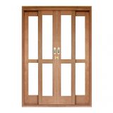 Porta de Correr Panorâmico 4 Folhas Cedro Arana 215cmx180cmx14cm Isabela Revestimentos Natural