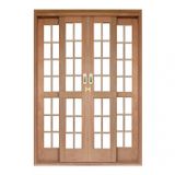 Porta de Correr Quadriculado 4 Folhas Cedro Arana 215cmx160cmx14cm Isabela Revestimentos Natural