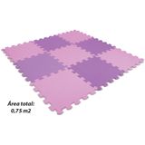 Tapete EVA Tatame Liso Lilas e Rosa 9 Pecas Linha Decora