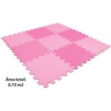 Tapete EVA Tatame Liso Rosa 9 Pecas Linha Decora