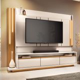 Home Theater Decorativo Punk Para Tv Até 75&quot; Com Led Off White/cinamomo G26 - Gran Belo