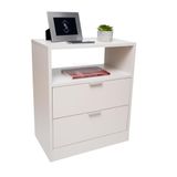 Mesa Cabeceira Off White 60cm Altura 2 Gavetas Fundo