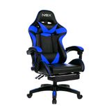 Cadeira Gamer Giratória Nsx Reclinável Estofado Azul Couro