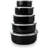 Conjunto 5 Potes Herméticos Inox Mantimentos Wincy - Preto