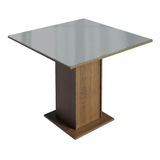 Mesa De Jantar Quadrada Tampo De Vidro Madesa 5363 - Rustic/cinza Rustic/cinza