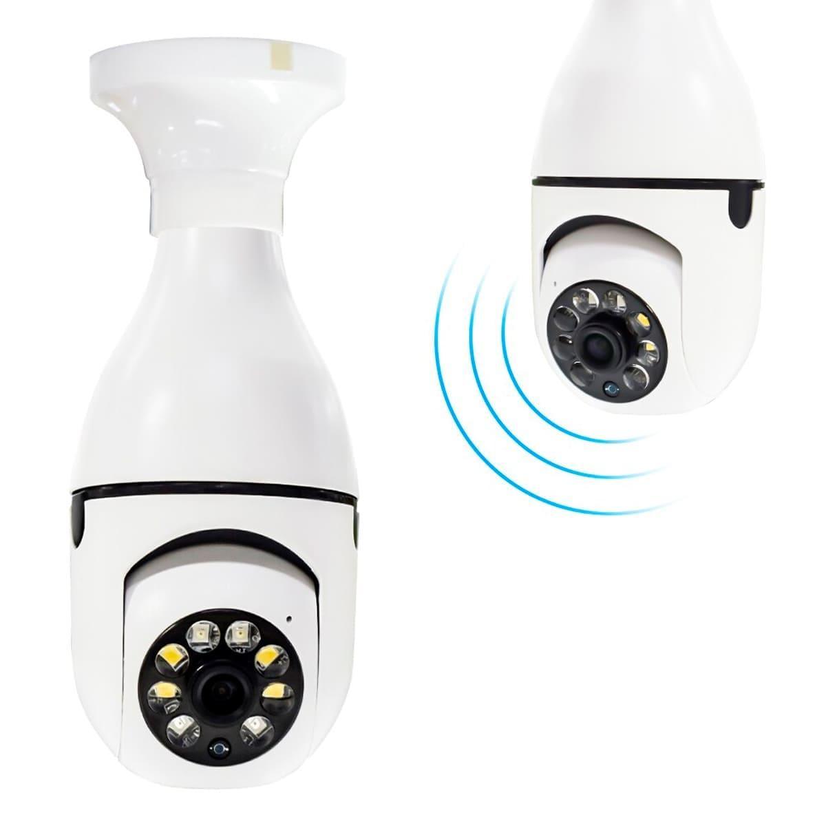 Camera Ip Giratoria 360 C Wifi Lampada Segurança Externa Hd