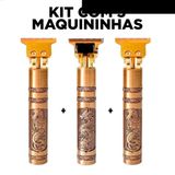 Kit Com 3 Máquinas Dragão Barbear Acabamento Cortar Cabelo Recarregável