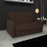 Sofá Cama Para Sala De Estar Zaia Com Baú Suede Matrix - Marrom Marrom