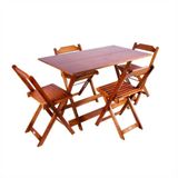 Conjunto Mesa Dobrável Retangular 120x70 Com 4 Cadeiras De Madeira Maciça Imbuia - Straub Web