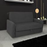 Sofá Cama Para Sala De Estar Zaia Com Baú Suede Matrix - Cinza Cinza