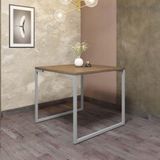 Mesa De Jantar Office Stan Industrial 4 Lugares Quadrada 90 Cm Ferro Prata Tampo 100% Mdf Rústico