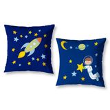 Kit 2 Capa De Almofada Infantil 40cm X 40cm Zíper Astronauta