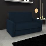 Sofá Cama Para Sala De Estar Zaia Com Baú Suede Matrix - Azul Azul