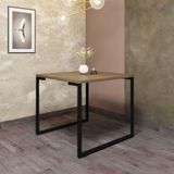 Mesa De Jantar Office Stan Industrial 4 Lugares Quadrada 90 Cm Ferro Preto Tampo 100% Mdf Freijó