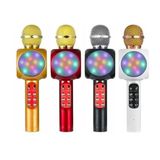 Microfone Speaker Karaoke Usb Led Bluetooth Dourado