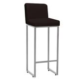 Banqueta Alta Com Encosto Lucca -60cm Chão Até O Assento Industrial Ferro Prata Corino Marrom