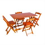 Conjunto Mesa Dobrável Retangular 120x70 Com 4 Cadeiras De Madeira Maciça Mel - Straub Web