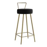 Banqueta Alta Com Encosto Tais Eiffel Cozinha Bar Bistrô Ferro Dourado Suede Preto