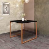 Mesa De Jantar Office Stan Industrial 4 Lugares Quadrada 90 Cm Ferro Bronze Tampo 100% Mdf Preto