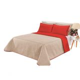 Cobre Leito Cobertor 2 Travesseiros Quarto Casal 2,60x2,40 Cor: Bege Vermelho