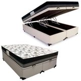 Cama Box Baú Casal Sintético Bipartido + Colchão Ortobom Iso Dupla Face 60x138x188 Cor:branco