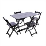 Conjunto Mesa Dobrável Retangular 120x70 Com 4 Cadeiras De Madeira Maciça Preto - Straub Web