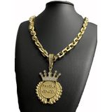 Cordão Cadeado 12mm + Pingente Favela Venceu Banhado A Ouro