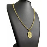 Cordão Cadeado 4mm + Pingente Cruz - Banhado A Ouro 18k