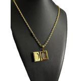 Cordão Cadeado 4mm + Pingente Relicário - Banhado A Ouro 18k