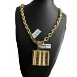 Cordão Cadeado 12mm + Pingente Bíblia - Banhado A Ouro 18k
