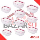 Kit Com 10 Potes Hermético Retangular Capacidade De 400ml