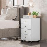 Mesa Cabeceira Presence Branco 4 Gavetas - Demóbile
